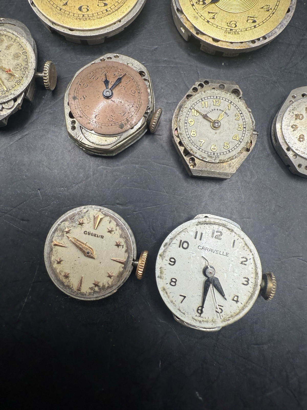 LOT of 36 Vintage Ladies Watch Movements & Dials For Parts/Repair Various Brands