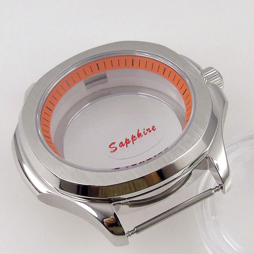 40mm Stainless Steel Brushed Watch Case Fit Japan NH34 NH35 NH36 Sapphire Glass