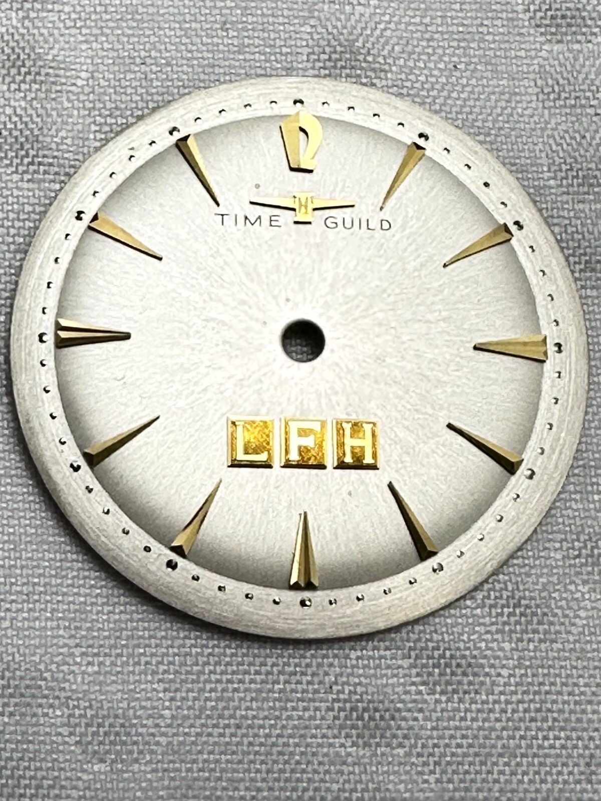 Vintage LFH Company Logo Watch Face NOS Time Guild 28mm Silver Tone Gold Tone