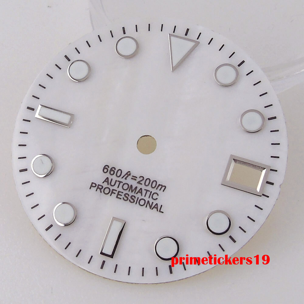 28.5mm Watch Dial Sterile Shell Face Date Hands Set Green Lume Fit NH35 Movement