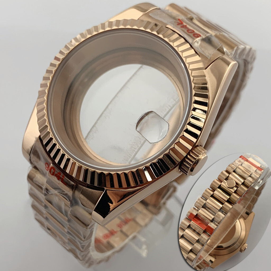 36mm/40mm NH35 NH36 Miyota8215 ETA2836/2824 rose gold Watch Case President Strap