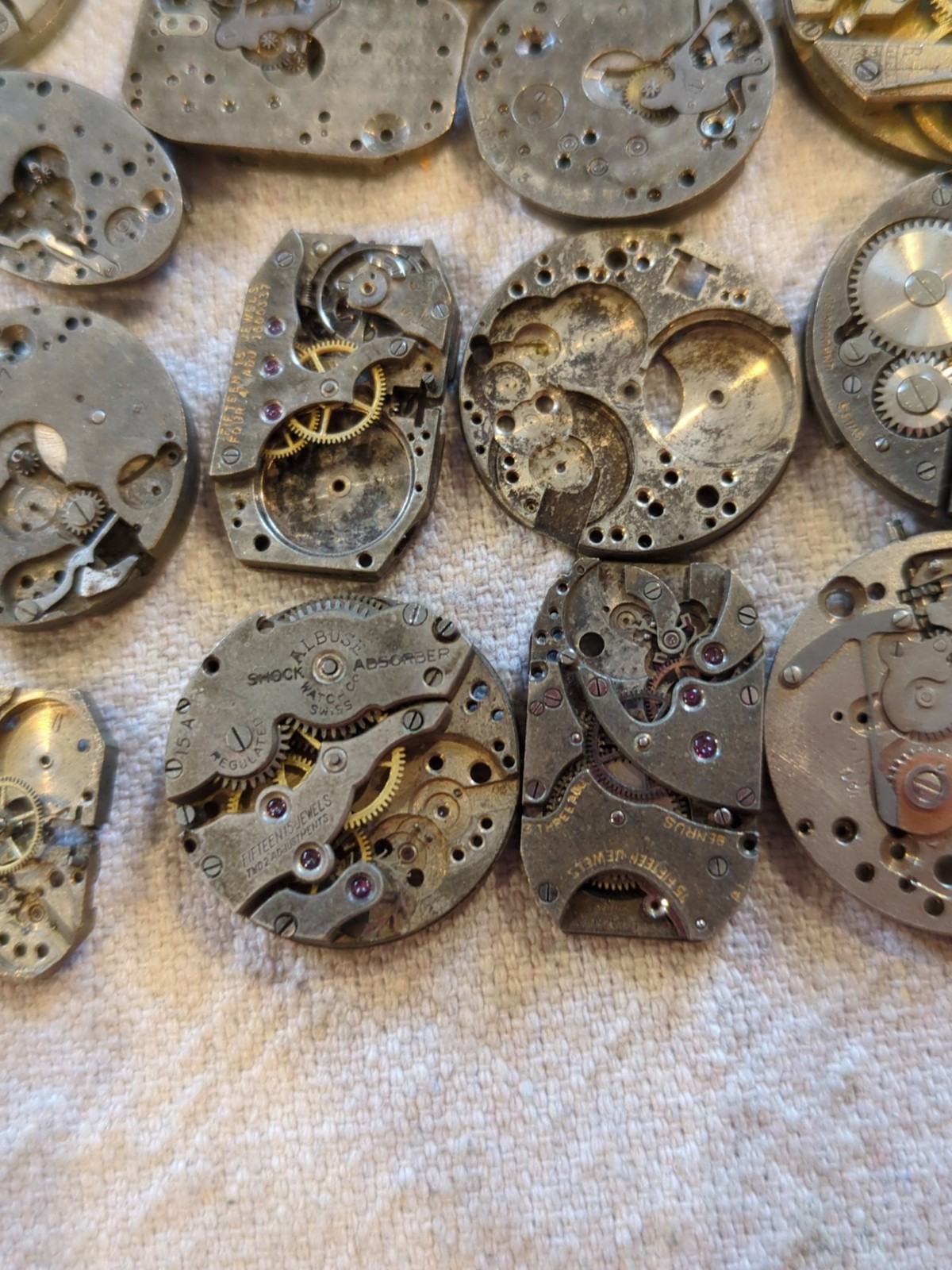 Lot Of 39 Assorted Vintage Watch Movement Parts. See the Pictures. 6.6 Ounces!!
