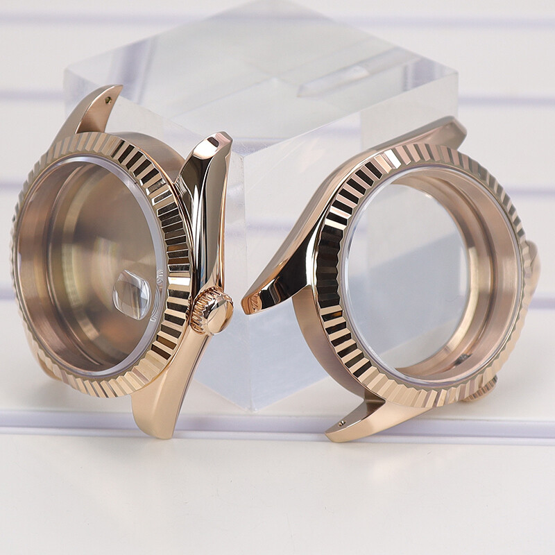 36mm/40mm Rose Gold Log Watch Case Sapphire Glass For Seiko Nh35 Nh36/38Movement