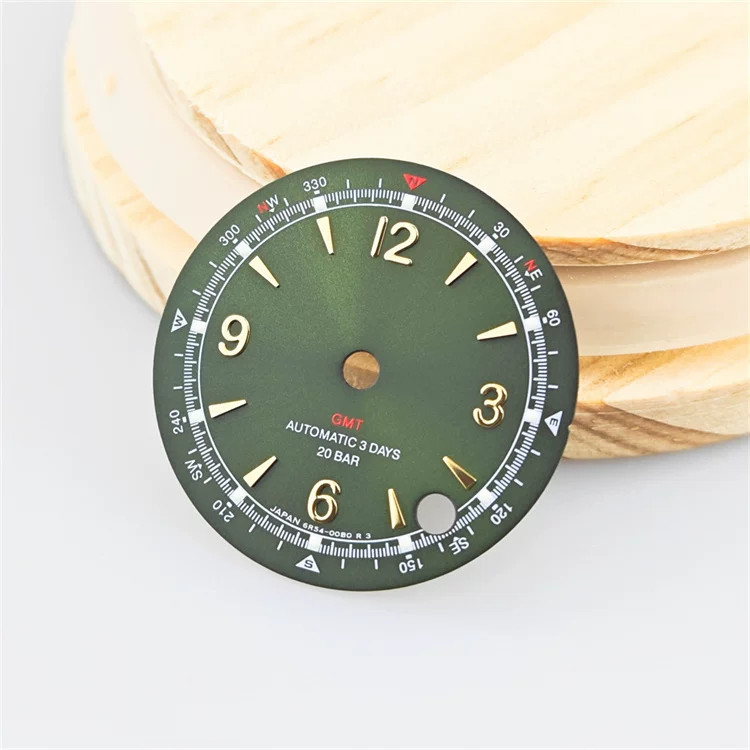 28.5mm GMT Watch Dial Green Lume For Nh34 Nh35 Nh36 4R Movement Watch Accessory
