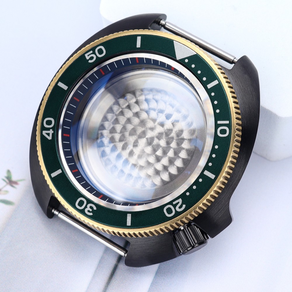 PVD Steel 44mm Watch Cases Modify turtle Mod Sapphire 10ATM For Seiko NH35 NH36