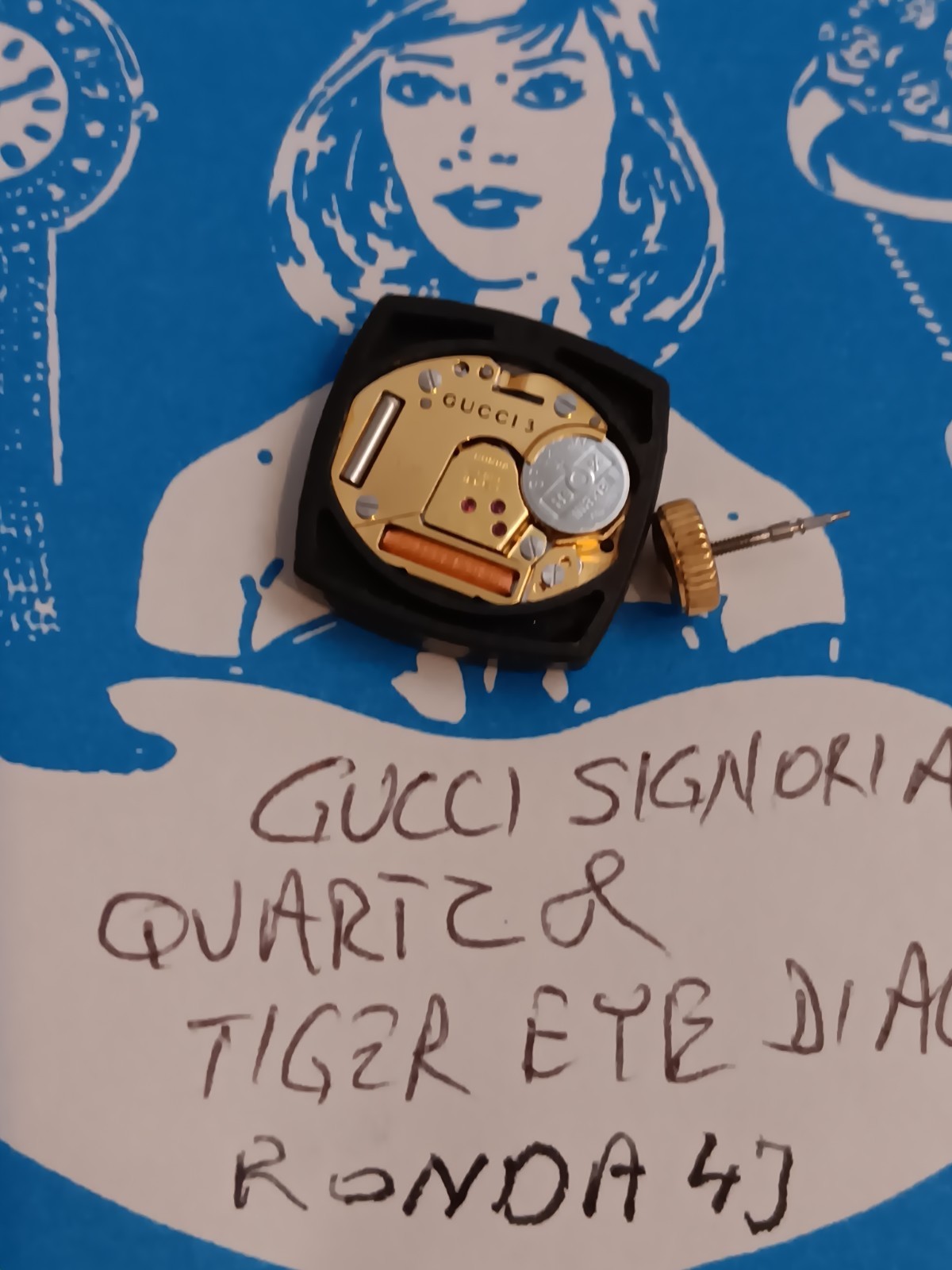 Gucci Signoria Quartz Movement, Tiger Eye Dial, Hands Included.