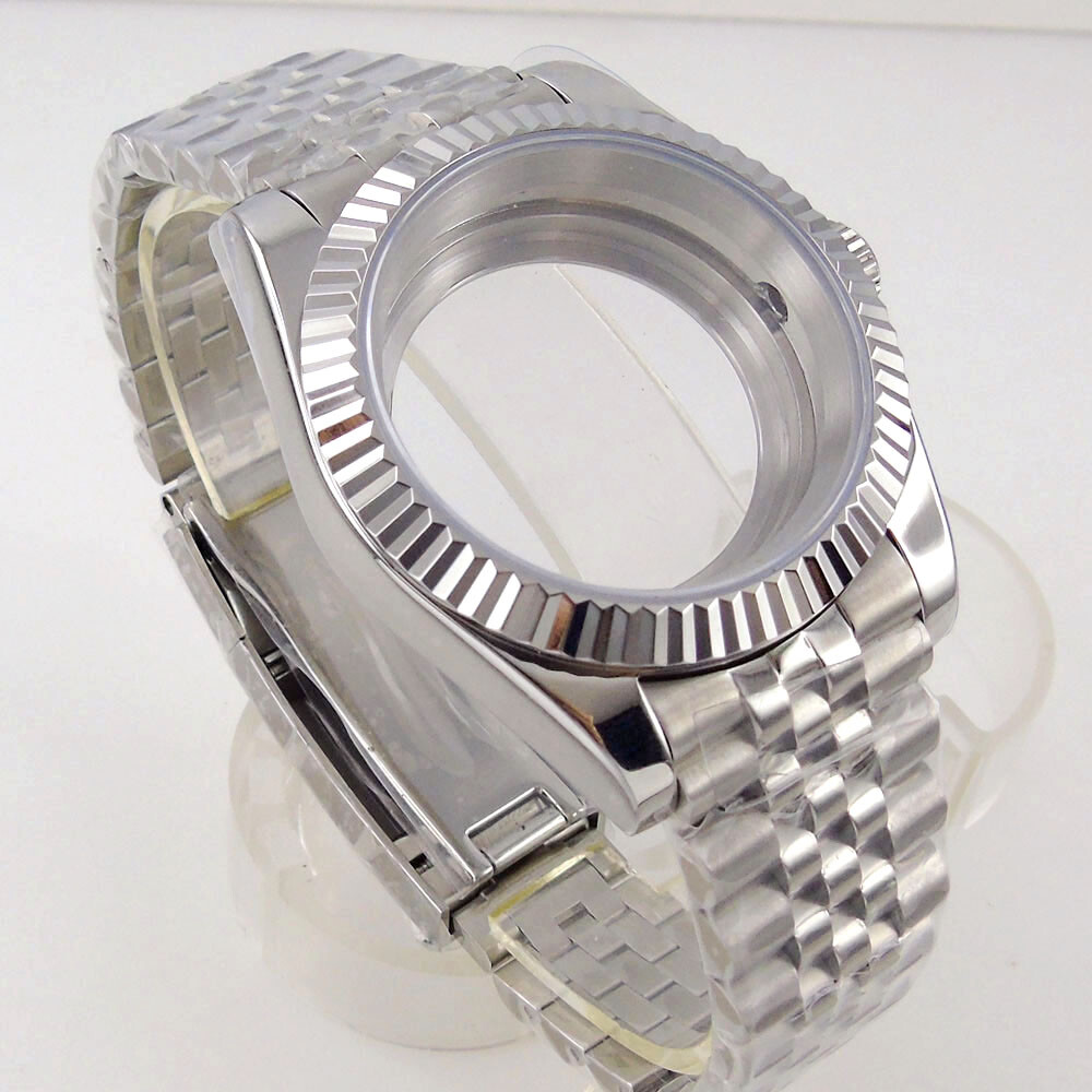 36mm 39MM Sapphire Glass Watch Case Small Endlink Bracelet Fit NH34 NH35 2824