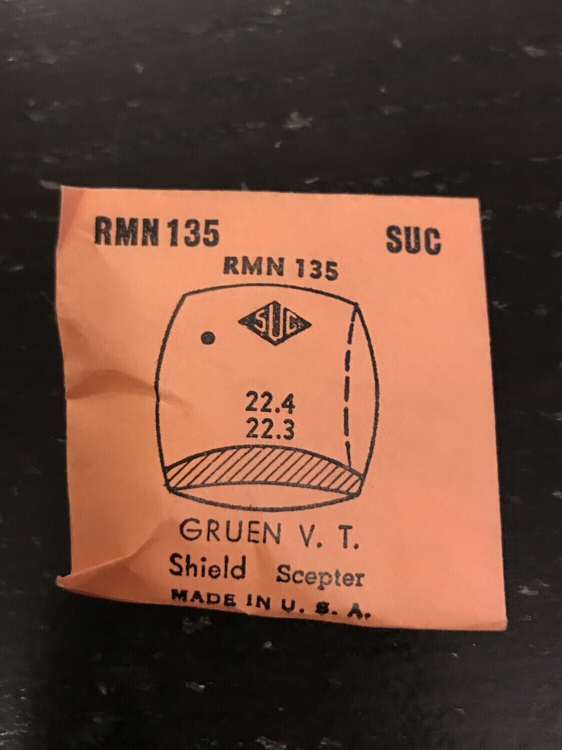 SUC Rocket Crystal RMN 135 for GRUEN Veri-Thin Sheld & Scepter – 22.4 x 22.3mm –