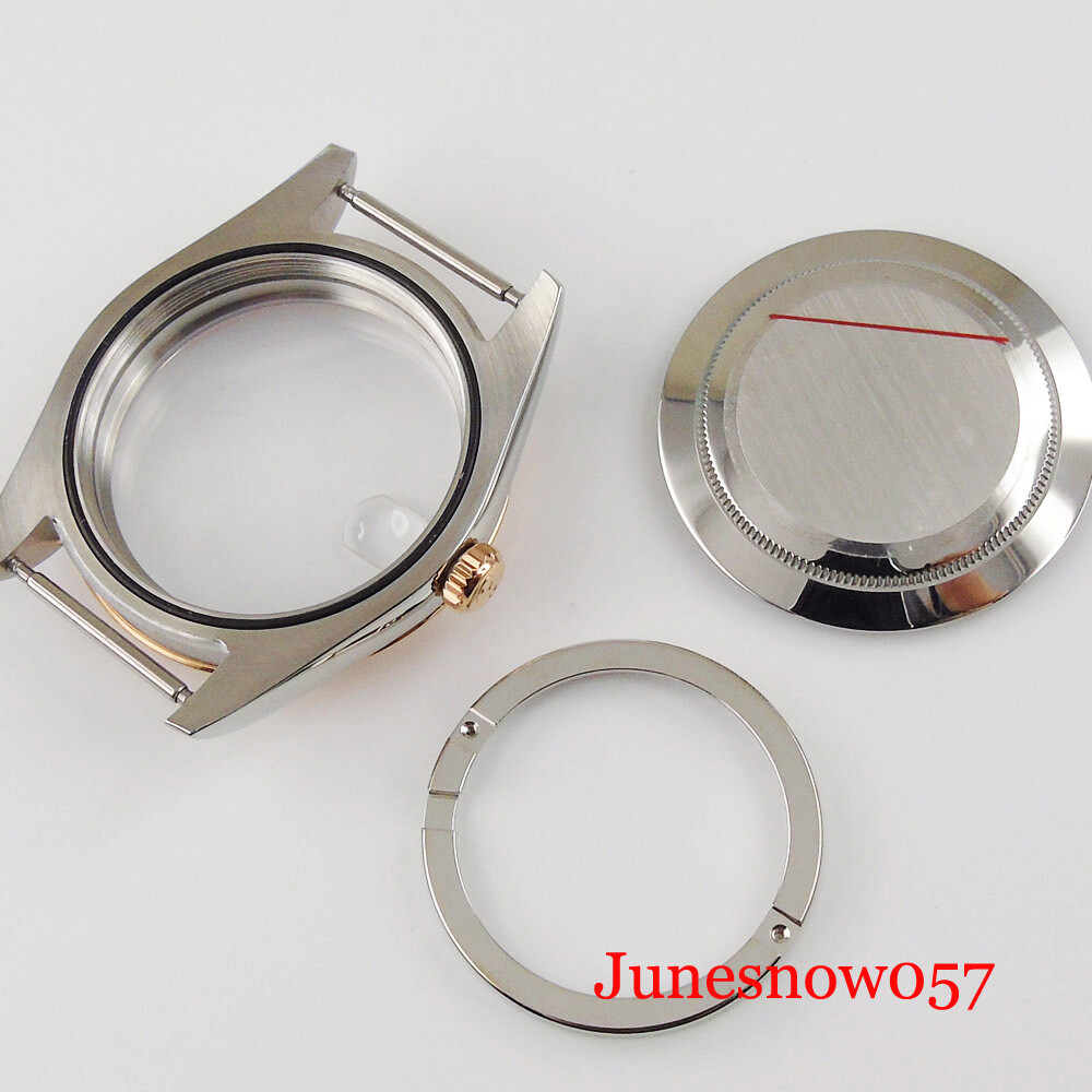 Polished Two Tone Gold Wristwatch Case for ETA2836 MIYOTA 8215 Sapphire Glass