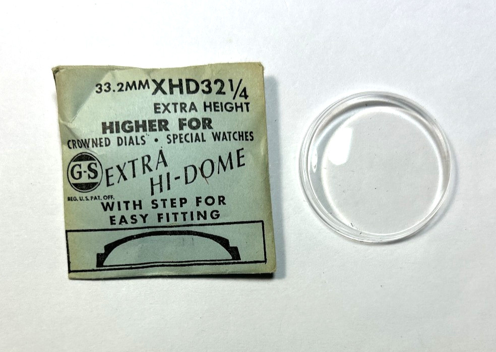XHD 32 1/4 EXTRA HIGH DOME ROUND PLASTIC WATCH CRYSTAL 33.2mm