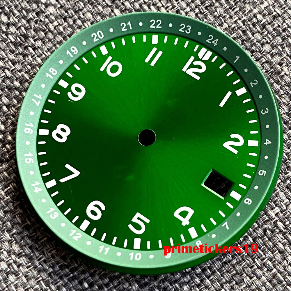 33.4mm Black/Blue/Green Sterile Watch Dial Date Window Fit NH35 NH36 Movement