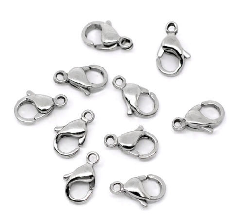 HOT Polished S.steel Lobster claw Clasps 9–19mm 100 Pcs wholesale