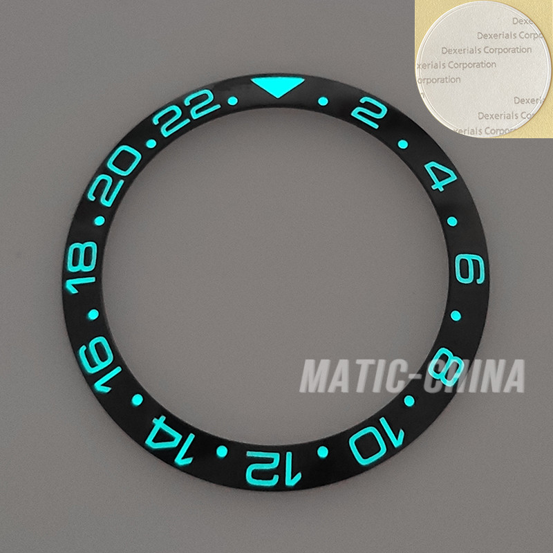 38mm Black Ceramic Luminous Bezel Insert For GMT MASTER II 24H Watch Slope