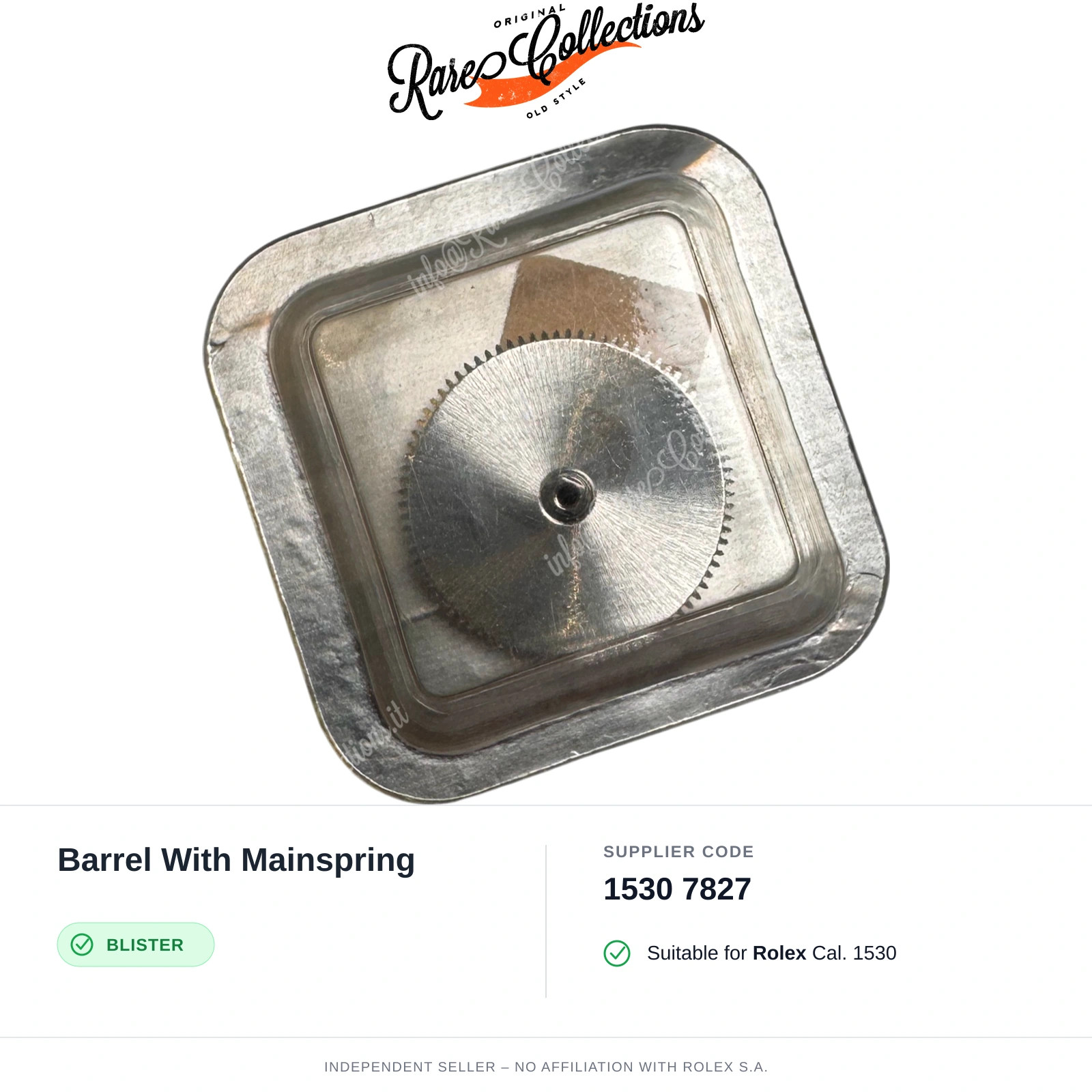 Barrel With Mainspring for Rolex (cod. 1530 7827) — New Blister NOS NOS X1