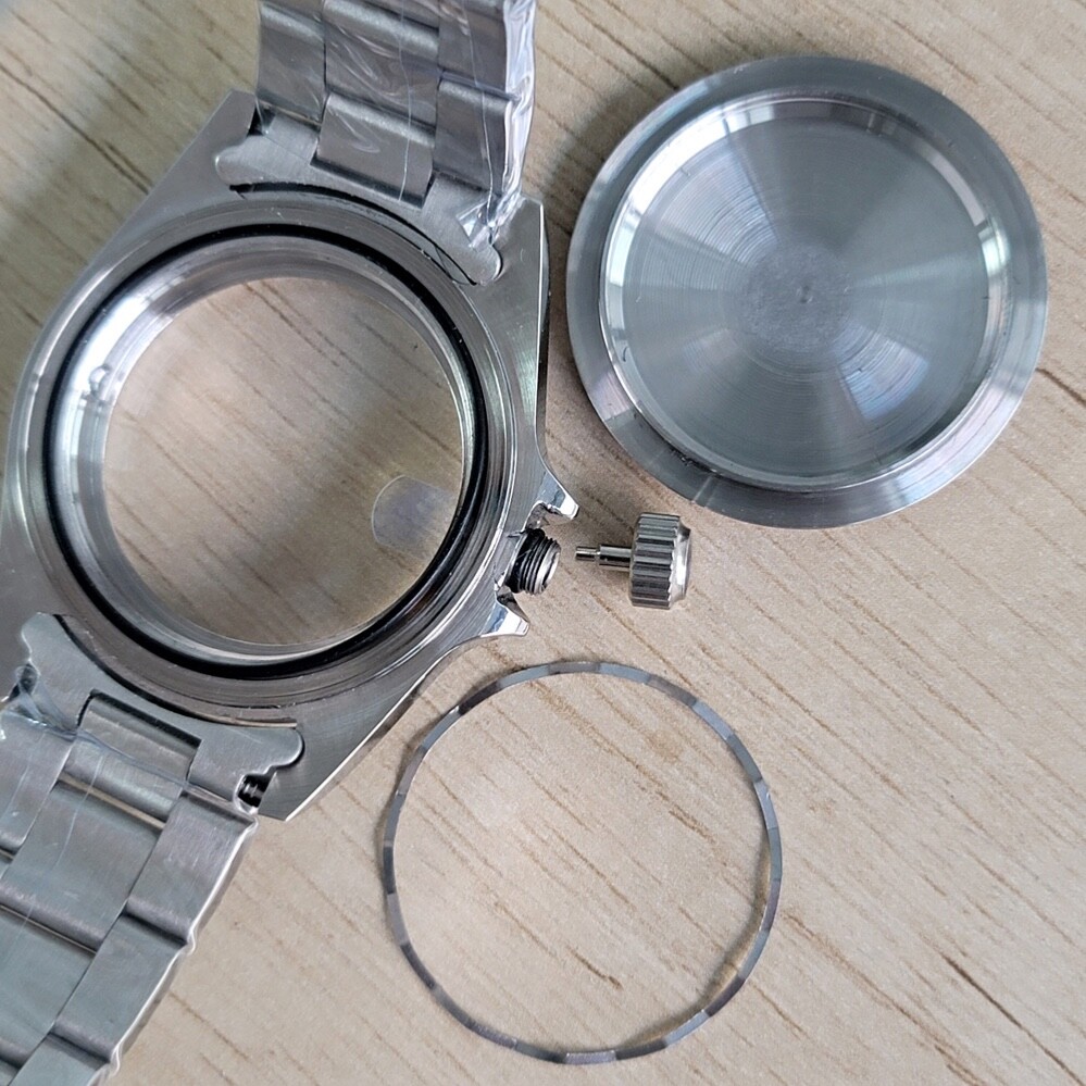 39mm Solid Stainless Steel Silver Watch Case(Date) + Bracelet NH35/36