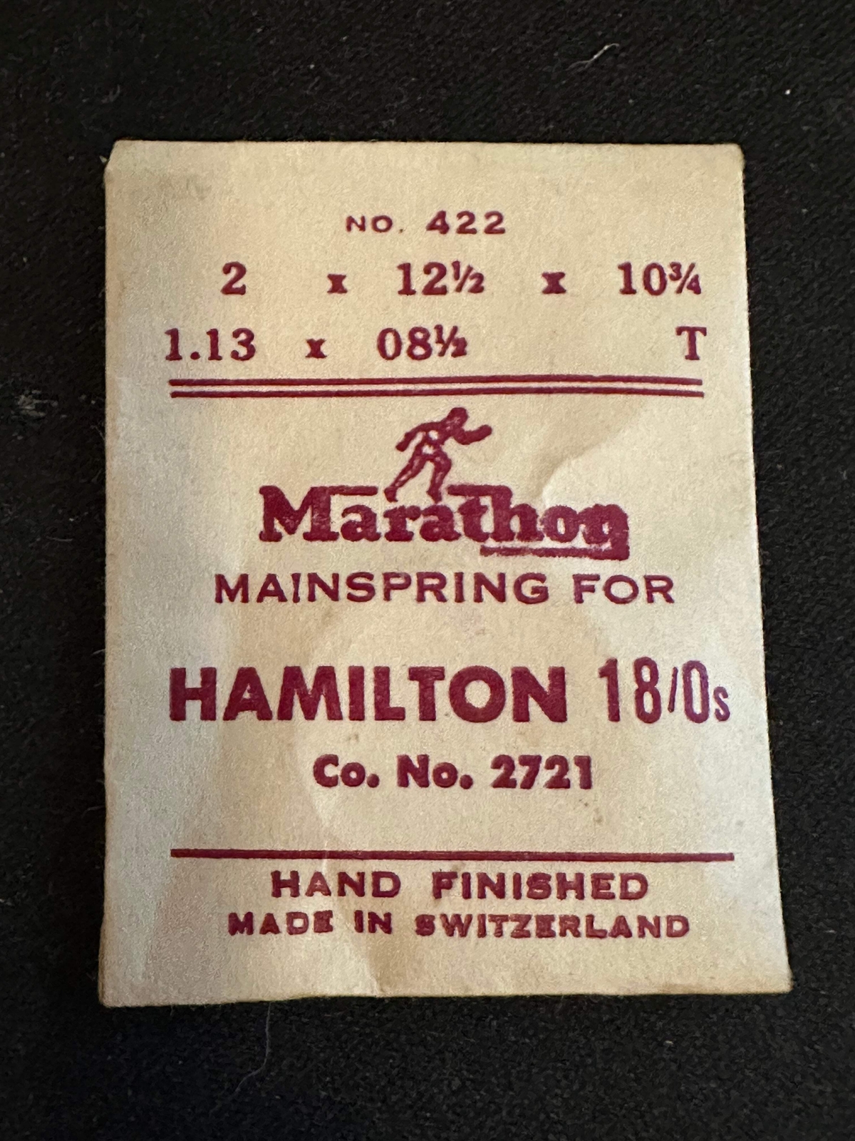 Marathon Mainspring #422 for Hamilton 18/0s No. 2721 – Steel