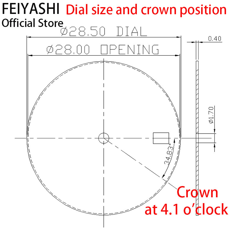 44mm NH35 Watch Cases 316L Stainless Steel For Seiko Nh35 36 Movement 28.5mmDial