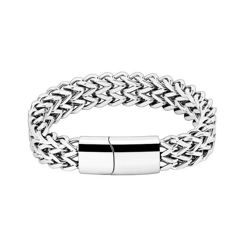 Fashionable Hip Hop Titanium Steel Bracelet Square Magnetic Buckle Bracelet