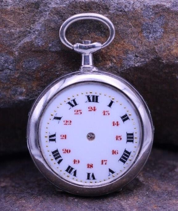 ARGENTAN LADIES SWISS POCKET WATCH CASE & DIAL 30mm DIAMETER NOS (EP)
