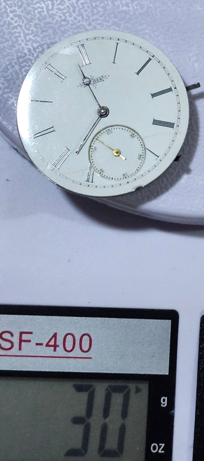 Elgin 12s Pocket Watch Movement – 15J Adjusted – Gilt Finish -for PARTS OR REPAI
