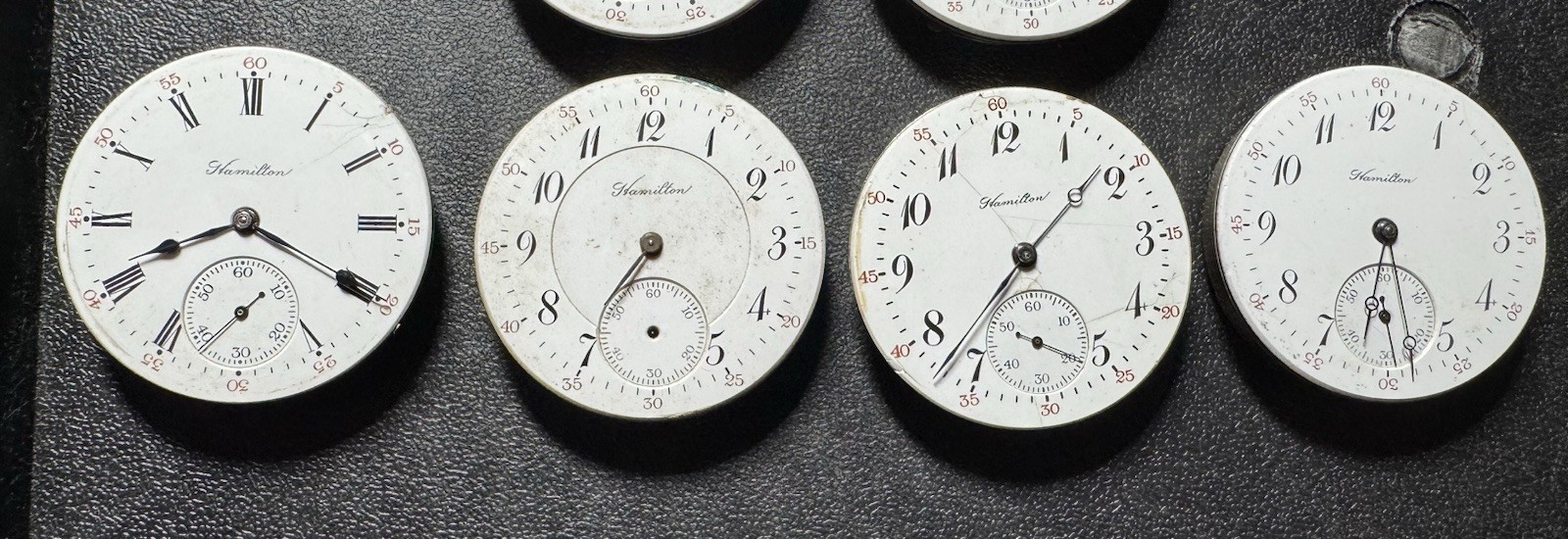 9 HAMILTON 16S 17J GRADE 974 & 975 ADJUSTED POCKET WATCH MOVEMENT LOT