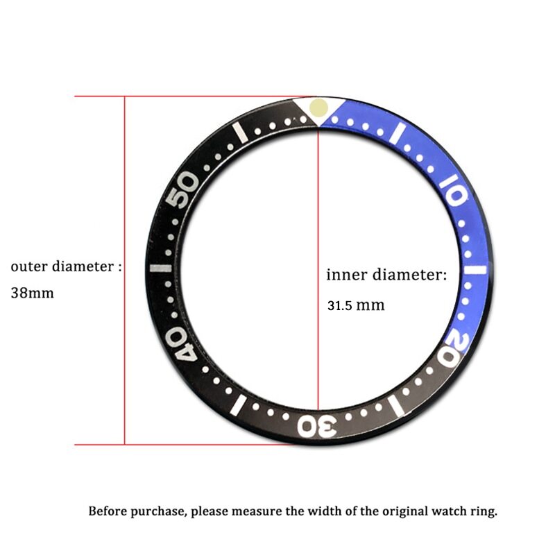 38mm*31.5mm Flat Watch Bezel Insert Aluminum/Ceramic/Steel Fit For SKX007 009