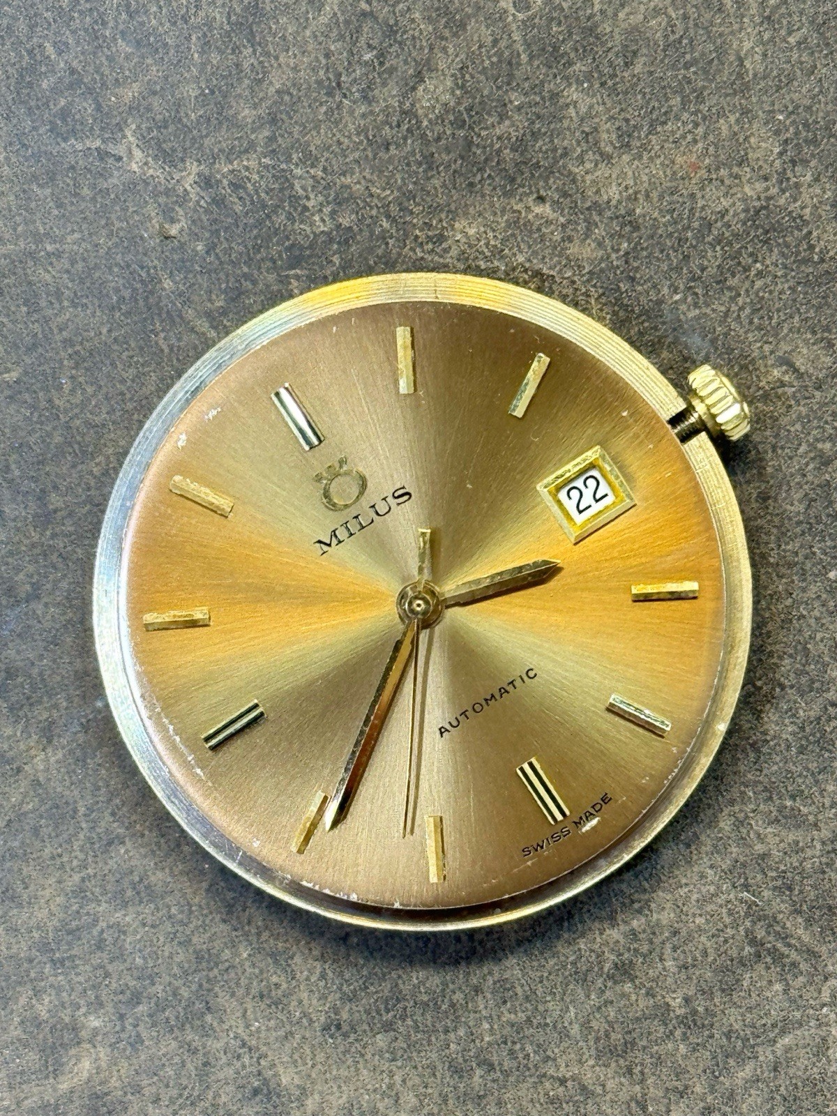 Vintage Milus Automatic Cal 522 Wrist Watch Movement Parts Working