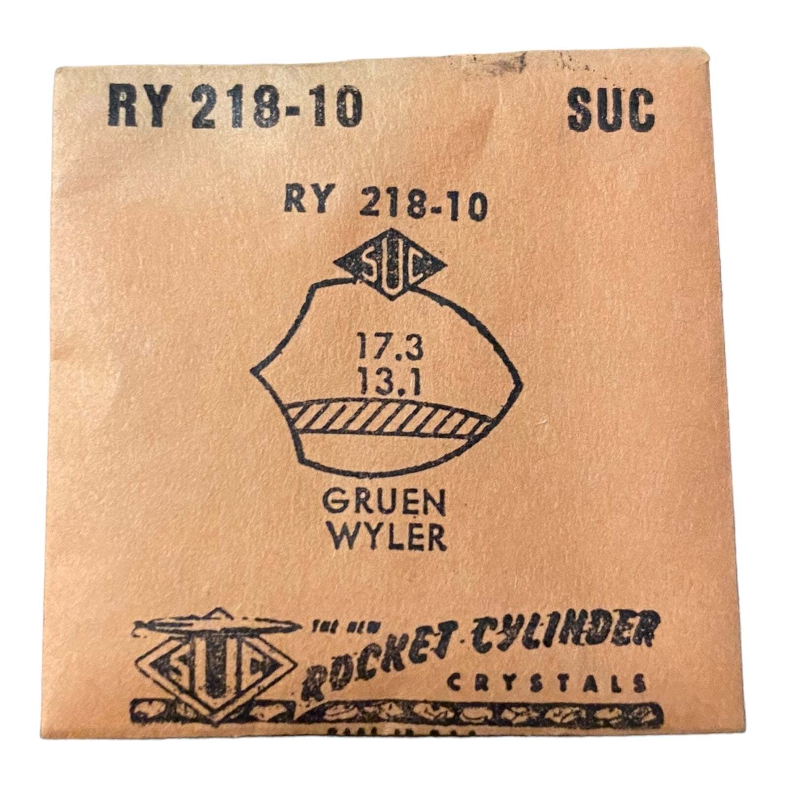 SUC RY218-10 RY 218-10 Watch Crystal 17.3×13.1 NOS Part Rocket Cylinder Gruen