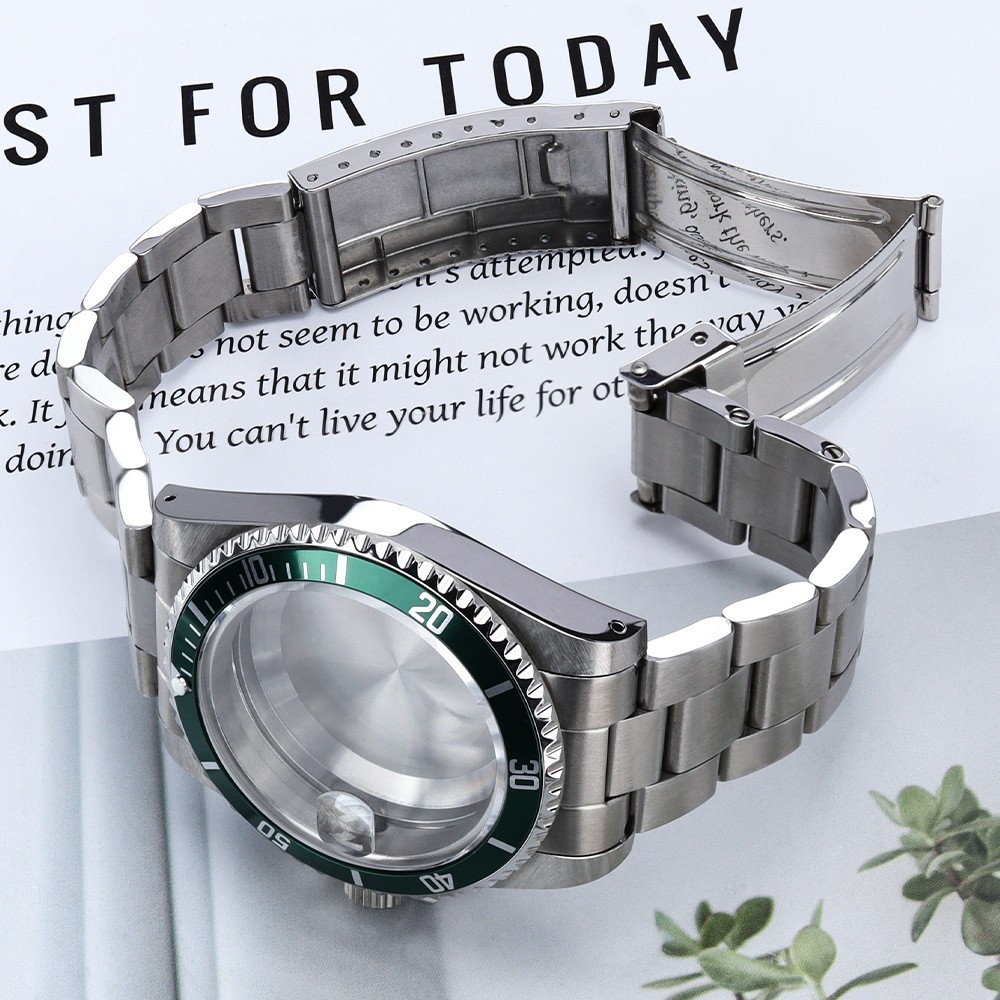 Aviator SUB Watch Cases 39mm+Oyster Bracelet Sapphire Steel For Seiko NH35 NH36