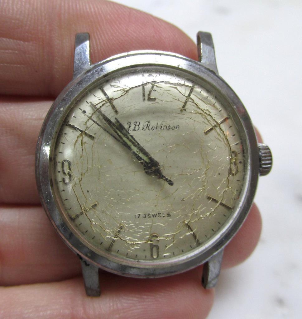 Vintage JB Robinson Men’s Watch Movement & Dial; 17 Jewels ~ 3-G345