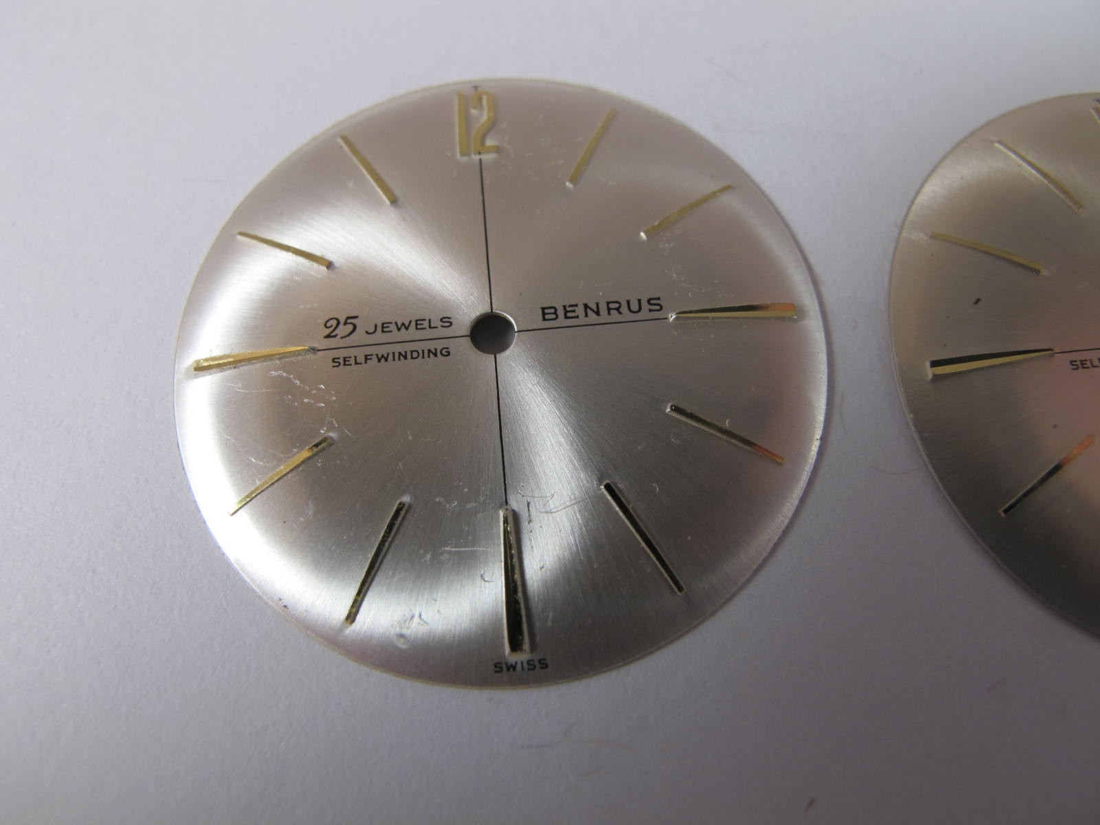 BENRUS MENS 25J SELF WINDING PAIR OF OLDER WATC DIALS FOR AUTOMATIC CALIBER