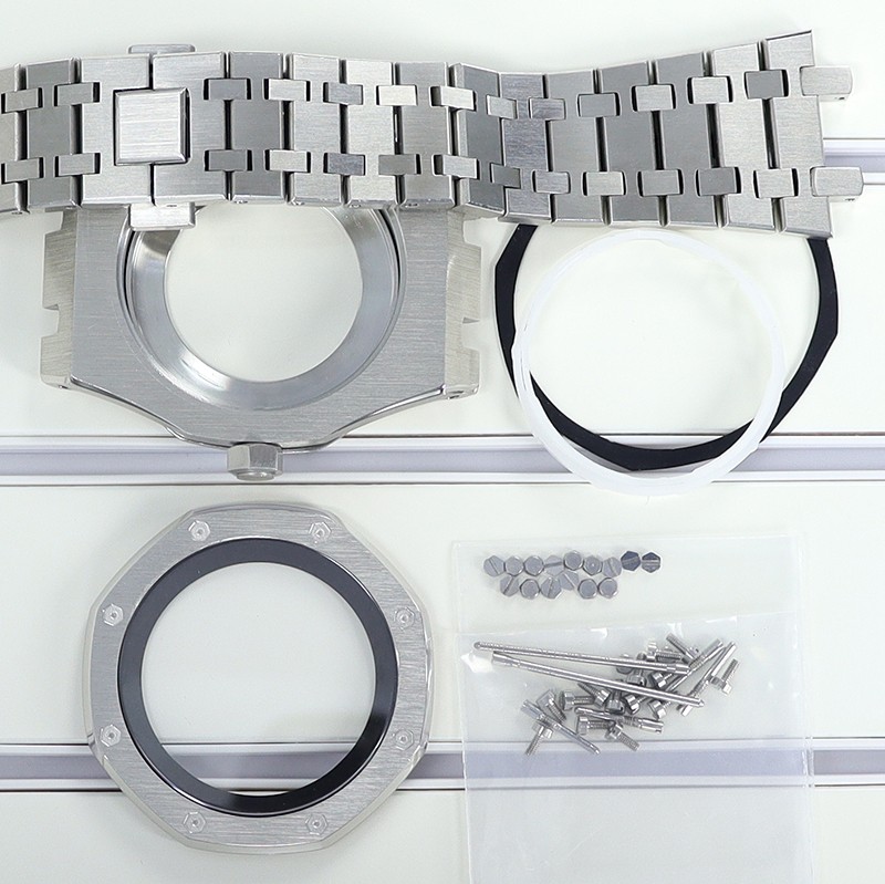 41mm Silver Octagon Watch Kit Sapphire Chapter Ring For Seiko NH34 NH35 NH36