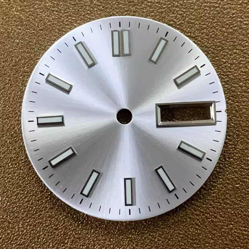 28.5mm Dual Calendar Watch Dial Green Luminous For NH36 4R 7S Movement No Logo