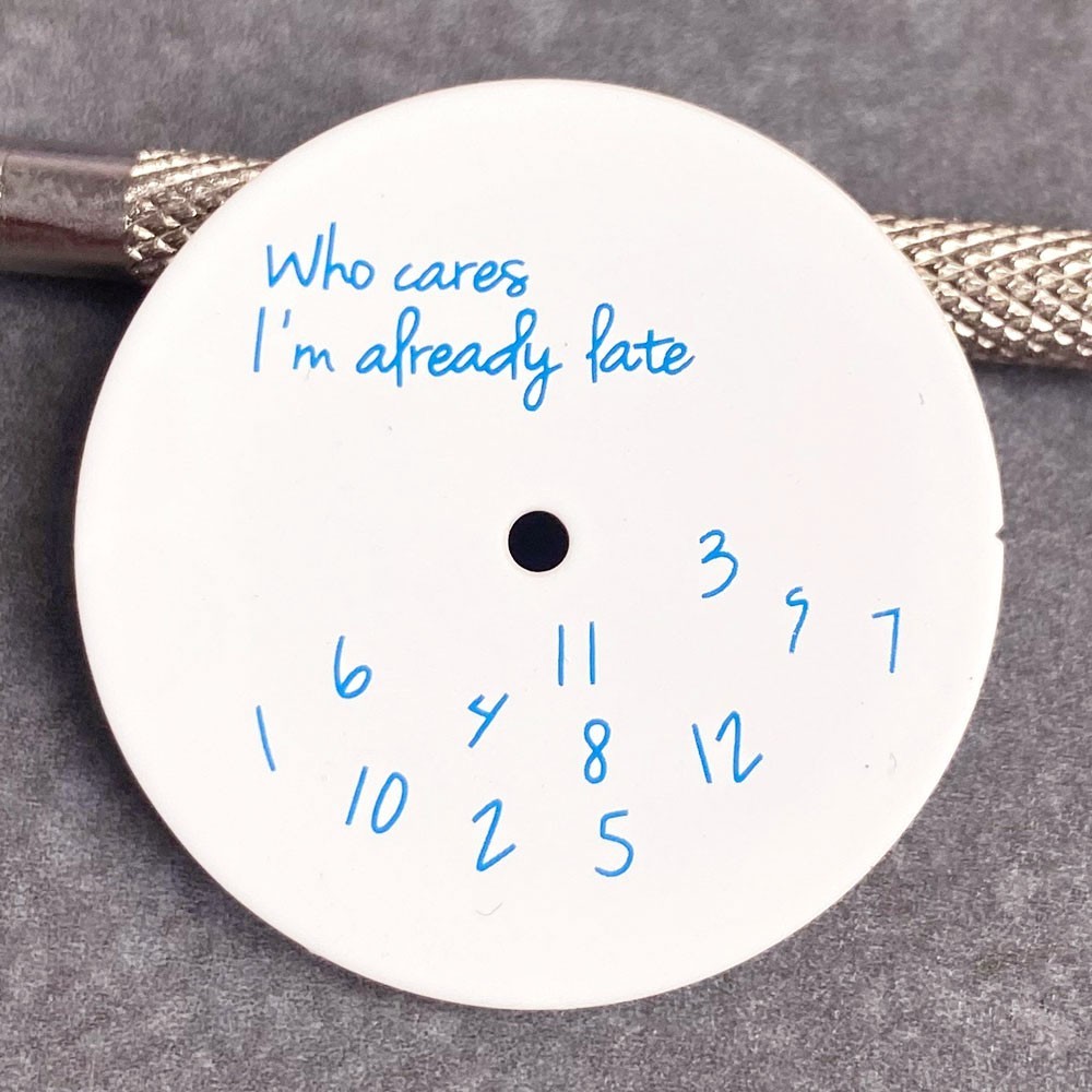 New Who Cares, I’m Already Late NH35 Watch Dial White/Black Dial Replacement