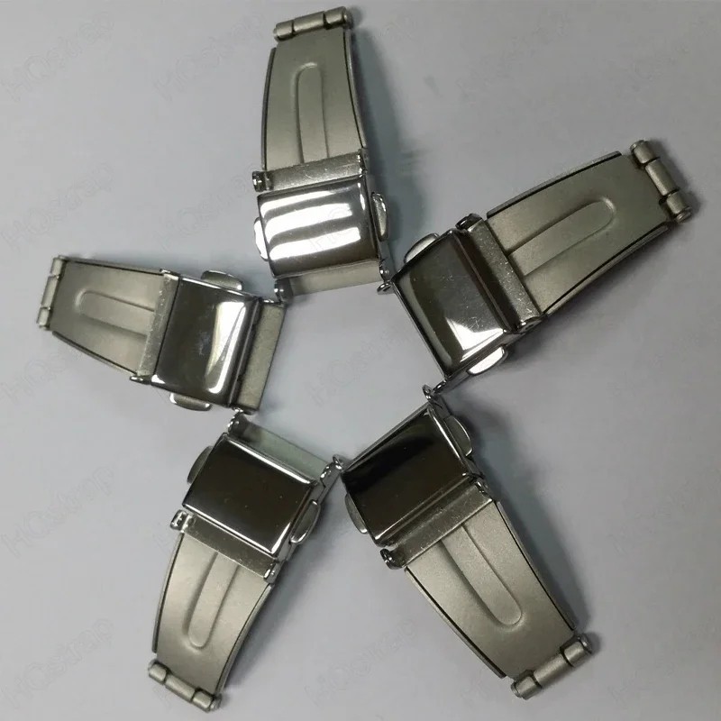 Stainless Steel Watch Buckle Clasp Folding Double Button 5pcs 16mm 18mm 20mm
