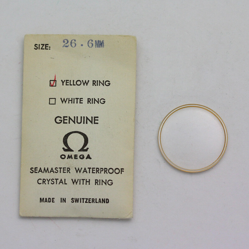 Omega Seamaster 26.6 mm Waterproof Yellow Ring Acrylic Crystal – NOS