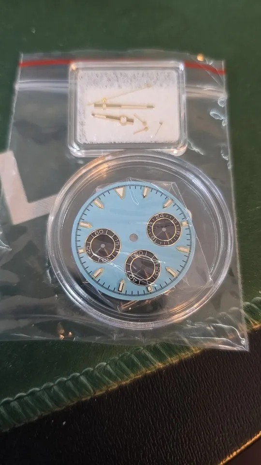 Enamel Blue Dial with Gold Index For VK63 Movement Replacement Parts