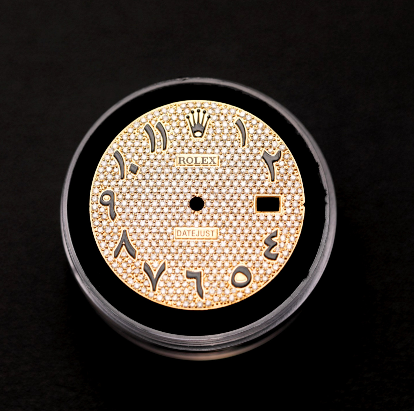 Rolex 36mm Champagne Custom Pave Full Diamond Arabic Dial for Datejust Watch