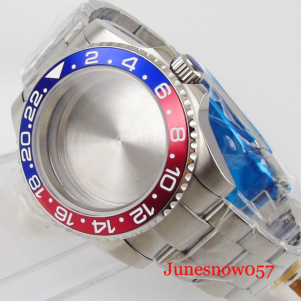 40MM Fit NH35 NH34A Automatic Watch Case Oyster Bracelet Flat Sapphire Crystal