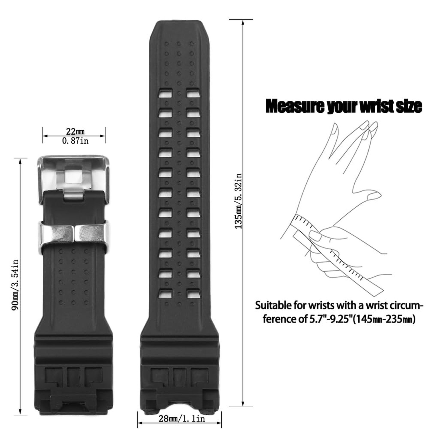 Quality Rubber strap Replacement for gshock GWG-1000GB GWG-1000 Men’s Black W…