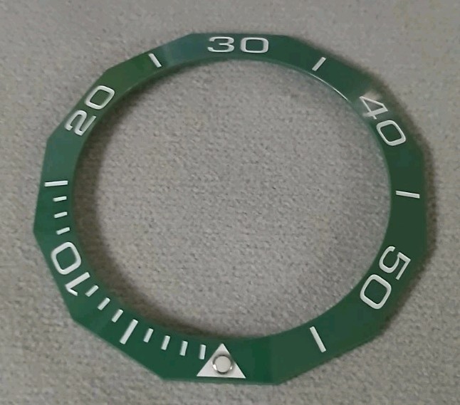 Green Ceramic Bezel Insert 40.8mm 12 Sided For Tag Heuer, Seiko Mod