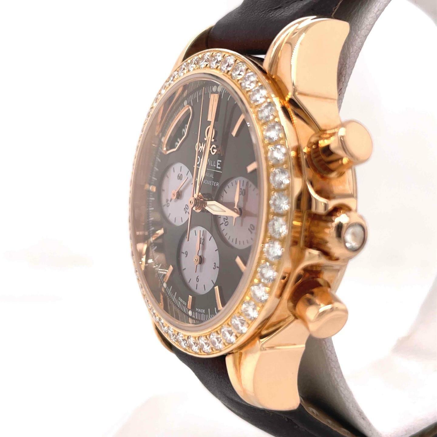 Omega DeVille Co-Axial Automatic 35 mm Rose Gold Diamond Bezel Ladies 4677.60.37