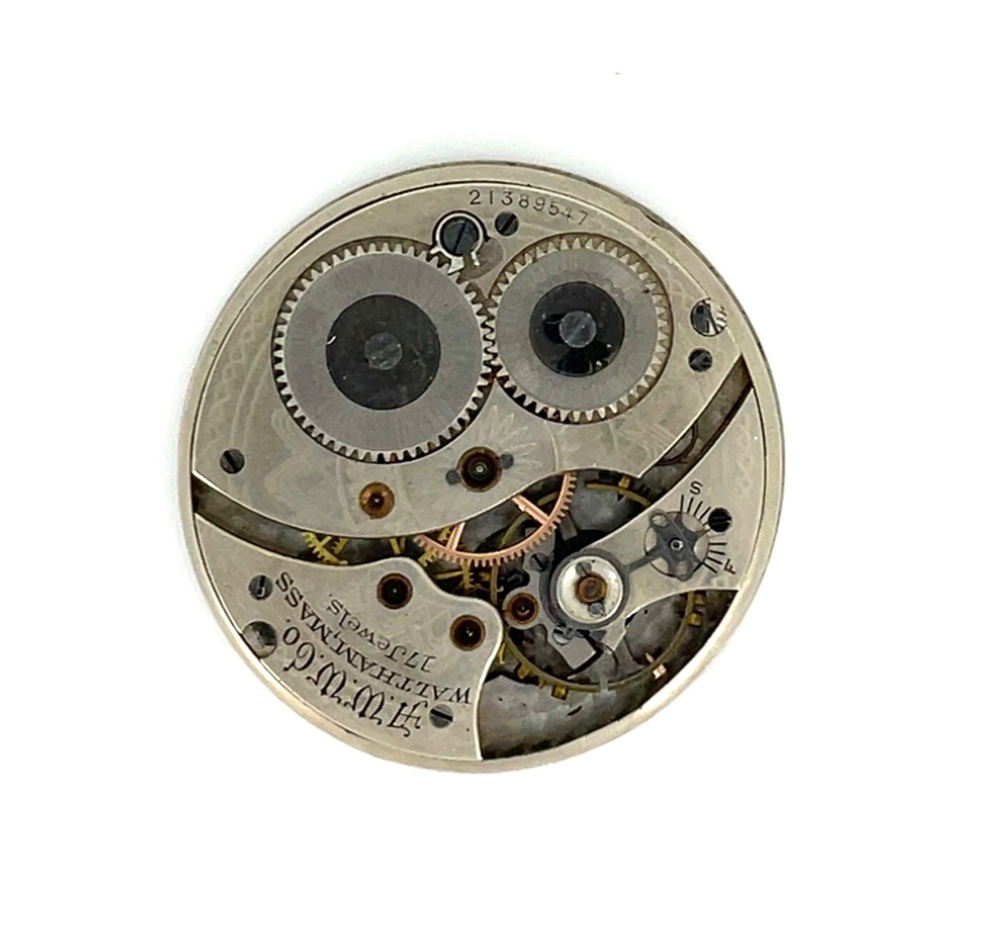 Antique 1917 Waltham Pocket Watch Movement Grade 225 Model 1894 12s 17j *BROKEN*