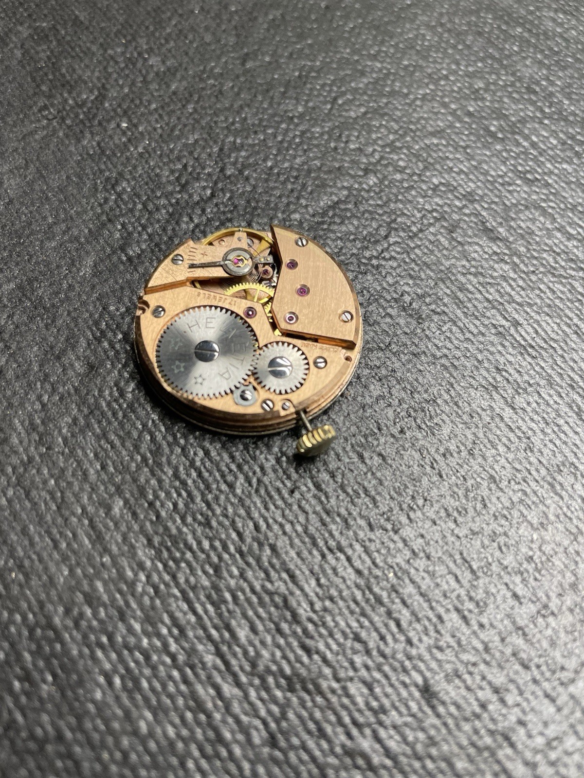 Helvetia Watch Dial Hands and Movement H65 Unitas 6310N Not Running For Parts