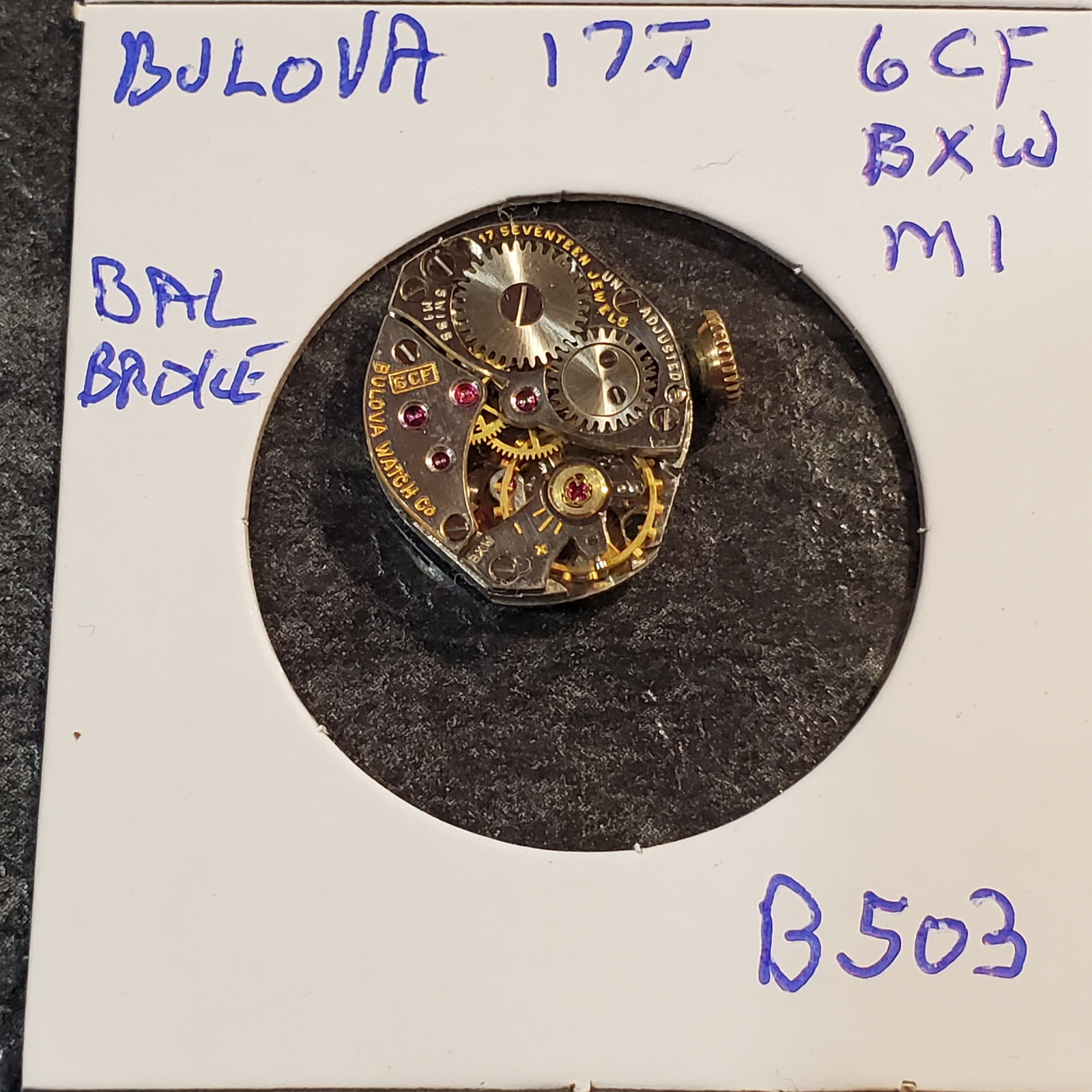 LADIES BULOVA 17j 6CF BXW M1 WRIST WATCH MOVEMENT #B503