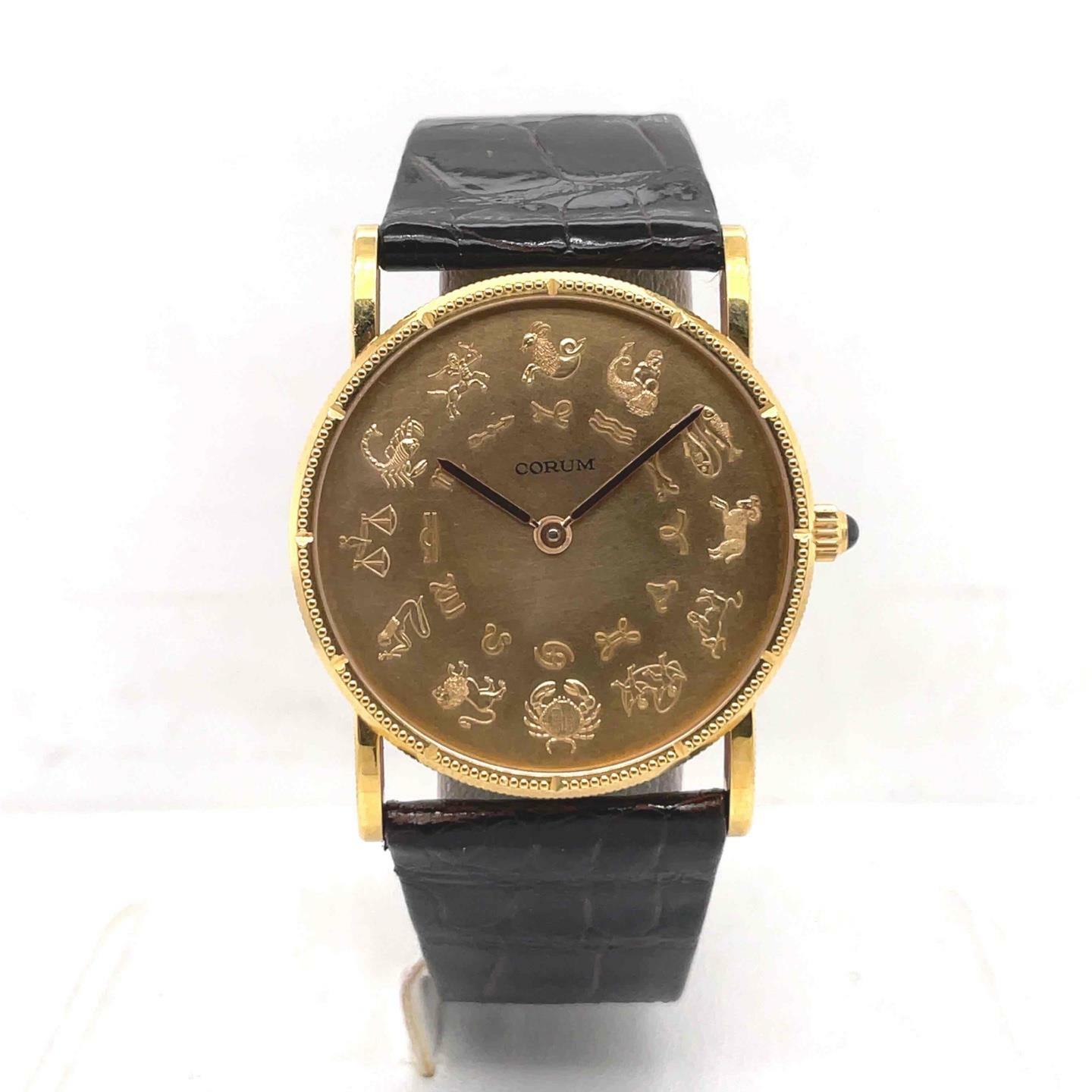 Corum Astrological Zodiac 33mm Manual 18k Yellow Gold Unisex Watch 57245.56