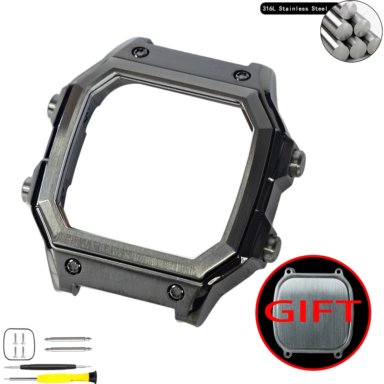 Royale Mod Compatible with Casio AE1200 Watch Case 316LSS V1 Back Cover Combo
