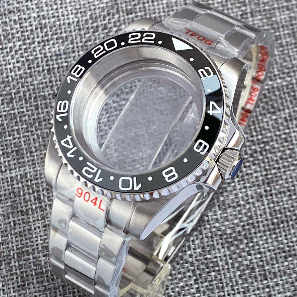 40mm Black gray bezel 120 Clicks Mens Watch Case Fit NH35 NH36 Sapphire Glass