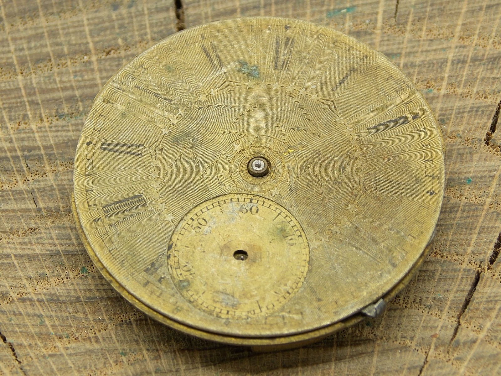 Antique Pocket Watch Movement Dial/Dial Plate Diameter 40.5mm Gilt Hunting