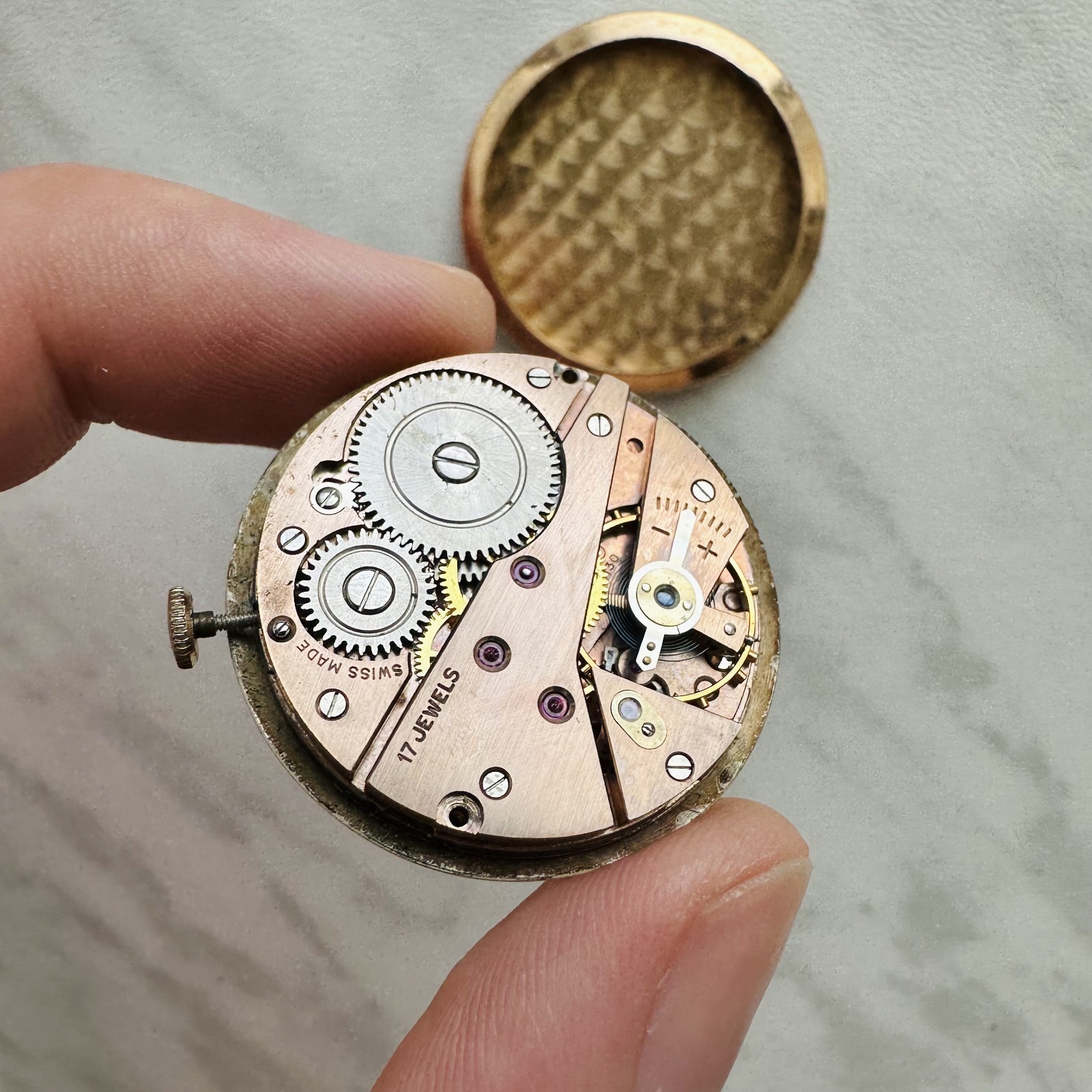 CAMY GENEVA Movement +Dial Repair vtg Swiss Watch Mechanism Classic 17 jewels
